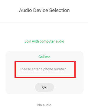 MX Cloud enter a phone number