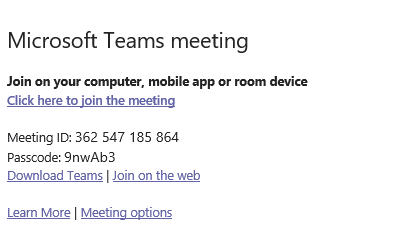 Microsoft Teams joining instructions 