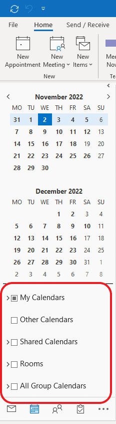 Microsoft Outlook Shared Calendars