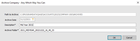 Archive company mid year in Sage 50