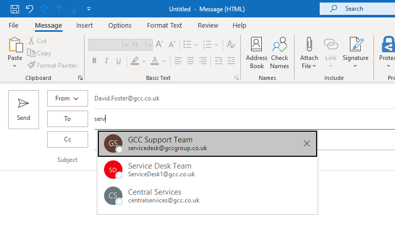 Autocomplete in Microsoft Outlook