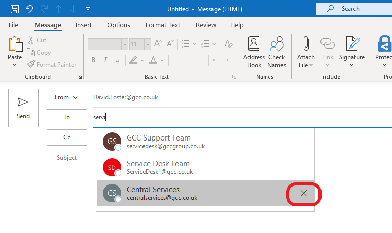 Delete autocorrect entry on Microsoft Outlook