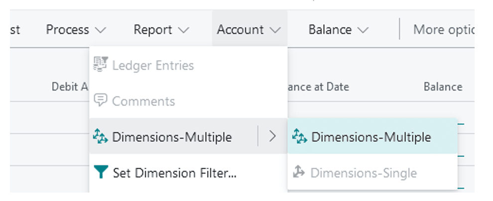 Dimension Multiple action in Microsoft Dynamics 365 BC