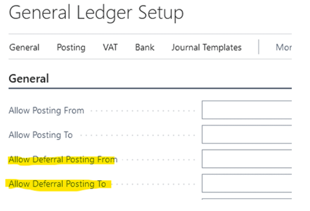 Deferrals posting in Microsoft Business Central