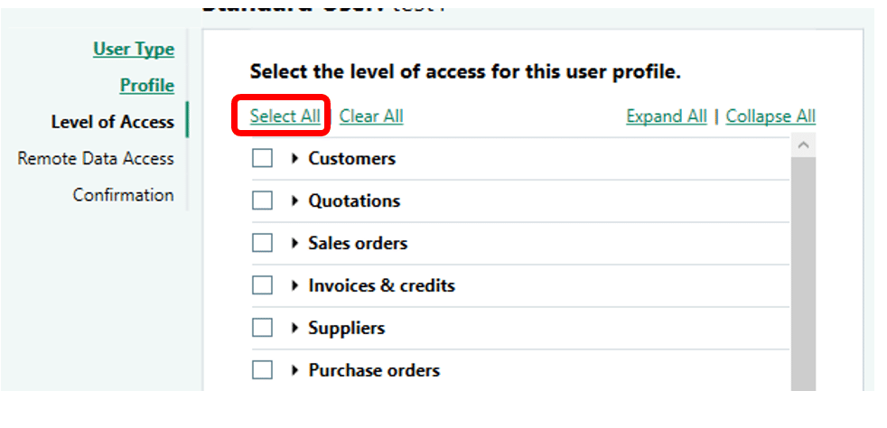 Sage 50 user access