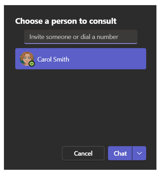 Invite a person to Microsoft Teams Phone Call 