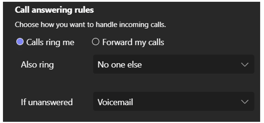 Calls to voicemail in Microsoft Teams Phone