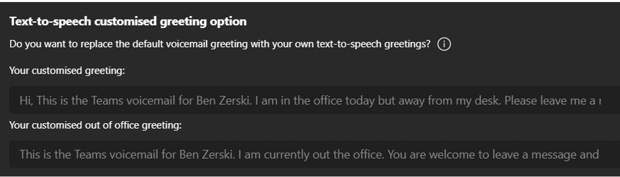 Text to speech greeting in Microsoft Teams Phone