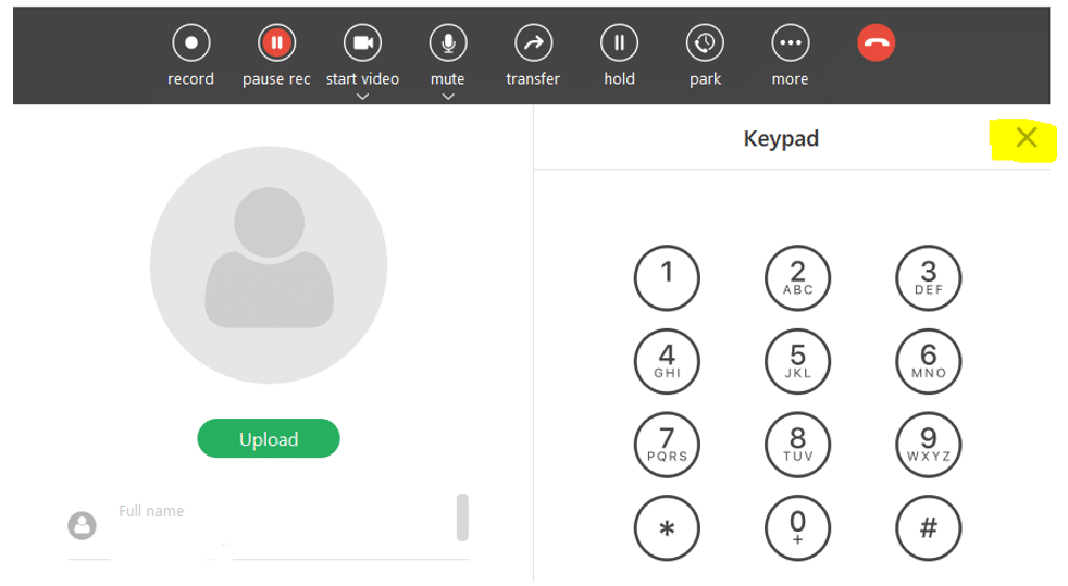 Keypad on an MX Cloud call